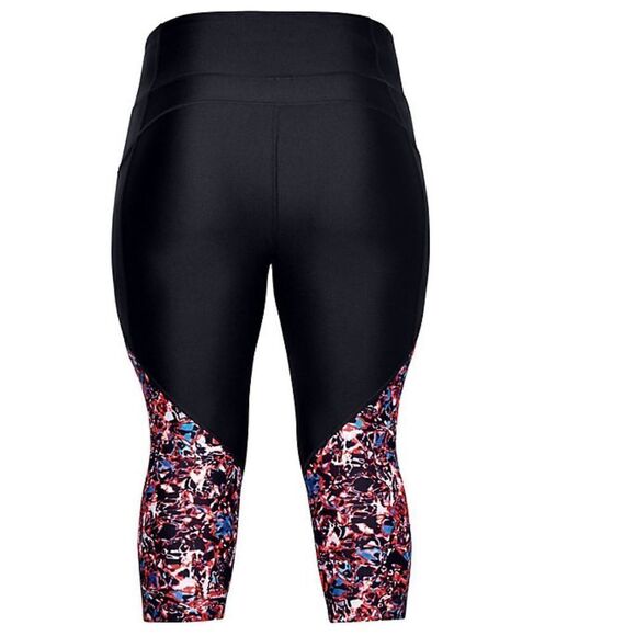 UNDER ARMOUR 1X Women’s Heat Gear Capri Leggings Black with Multi-Color Print - Picture 10 of 15
